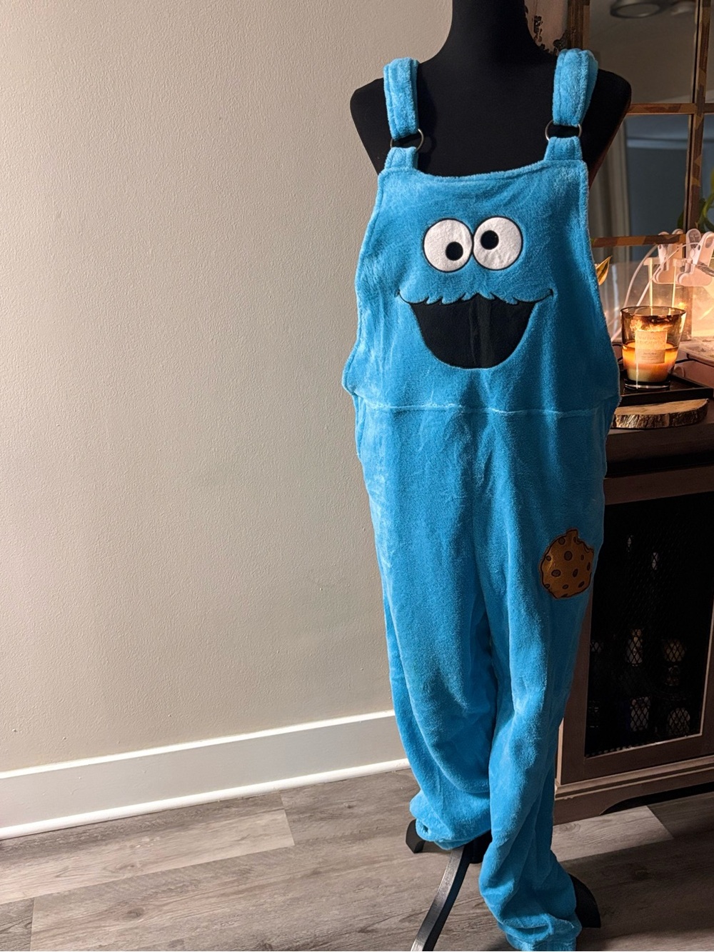 Sesame Street Blue Cookie Monster Plush Jumpsuit Overalls